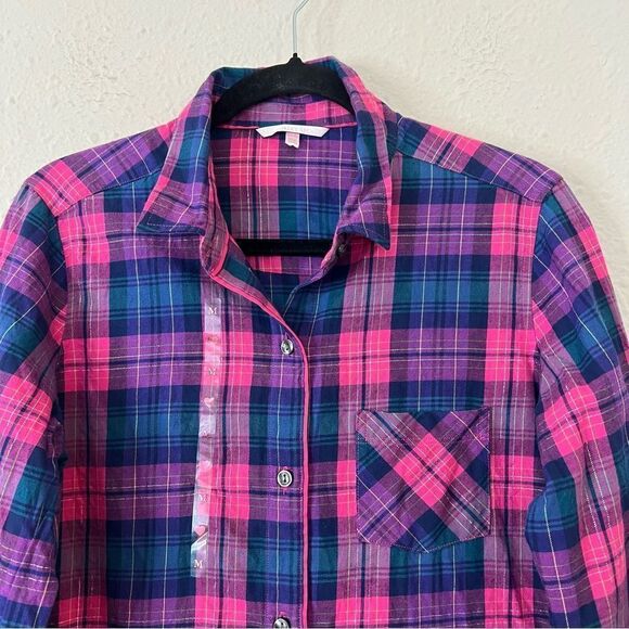 Victoria's Secret Plaid Flannel Pajama Top NEW Size Medium - Picture 2 of 7